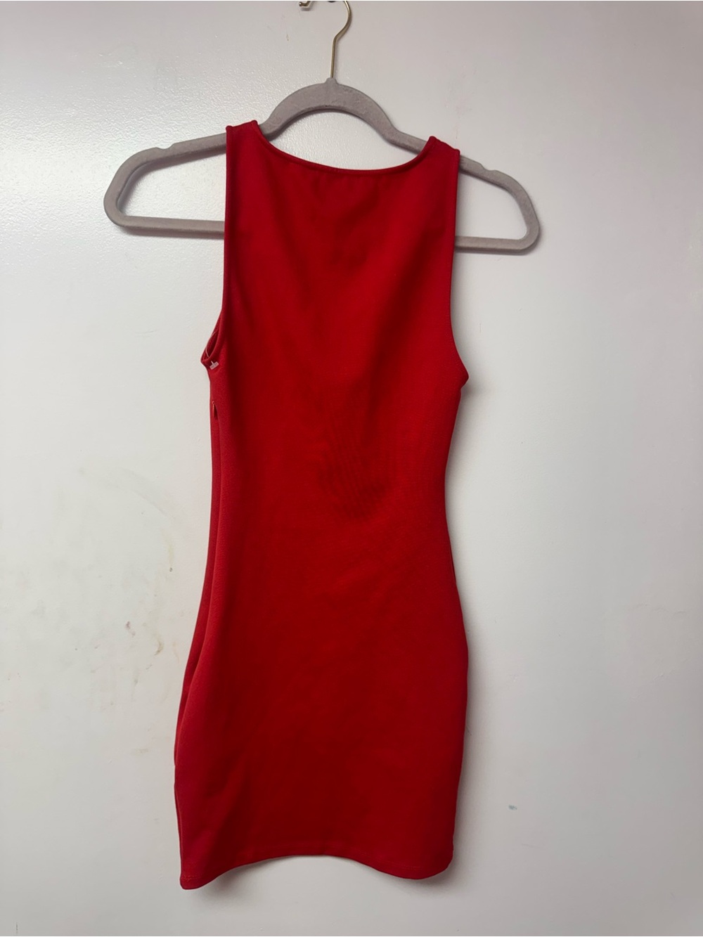 Zara Red Cutout Bodycon Mini Dress S NWT Sleeveless Stretch Cocktail Party B8 - Picture 8 of 13